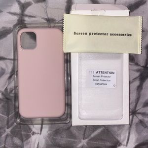 Soft pink iPhone 11 case with screen protector